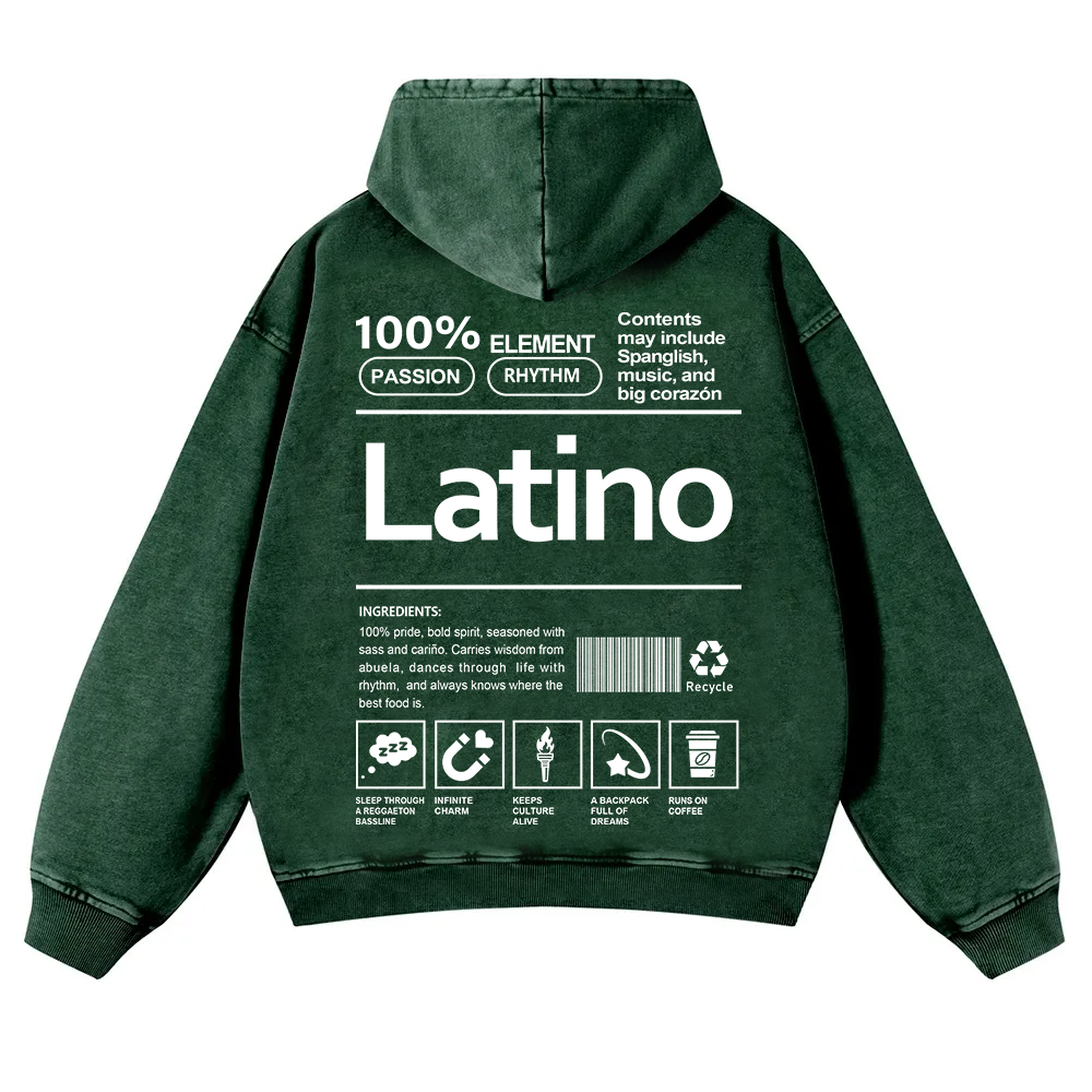 Latino Unisex Fit  Washed Hoodie wearishow