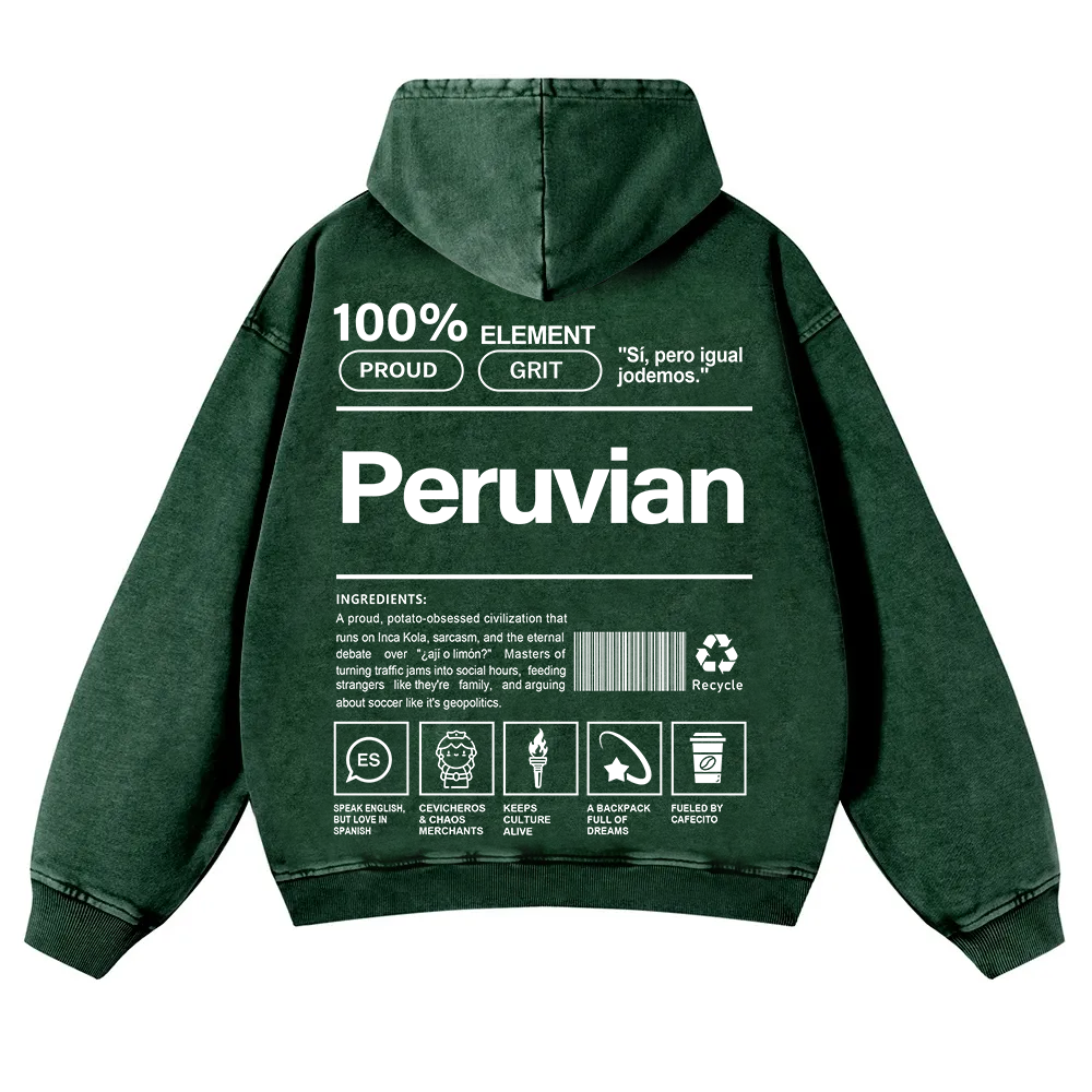 Peruvian Unisex Fit  Washed Hoodie wearishow
