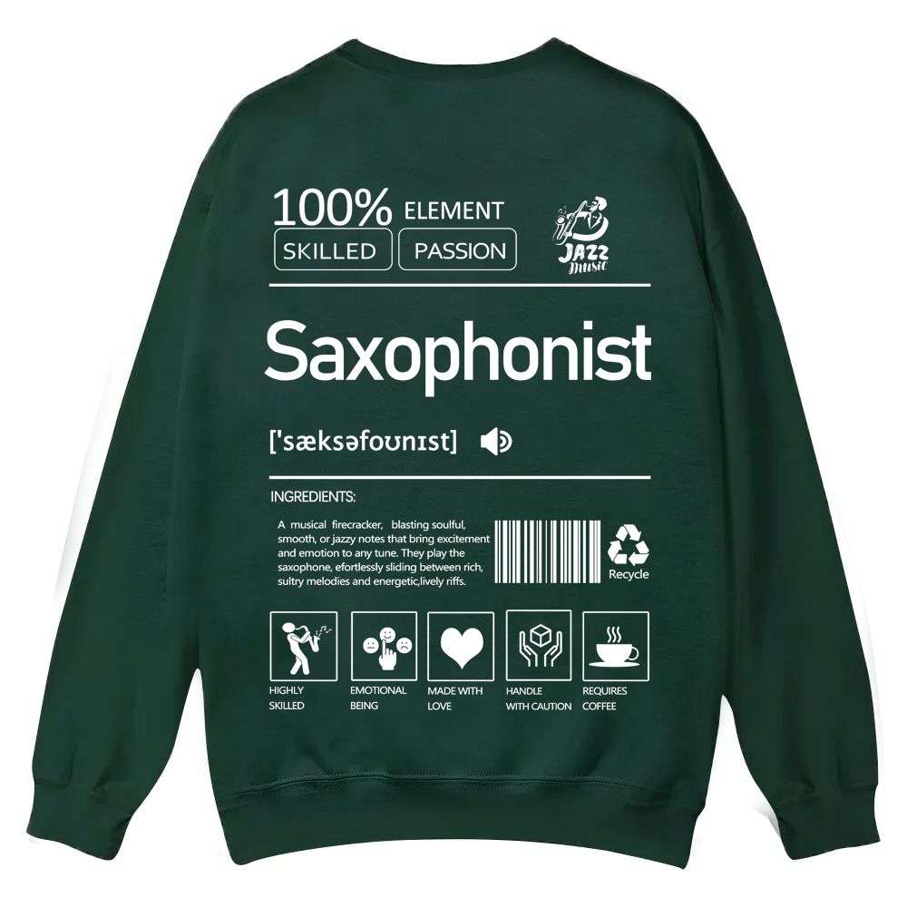 Saxophonist Unisex  Casual Crewneck Sweatshirt wearishow