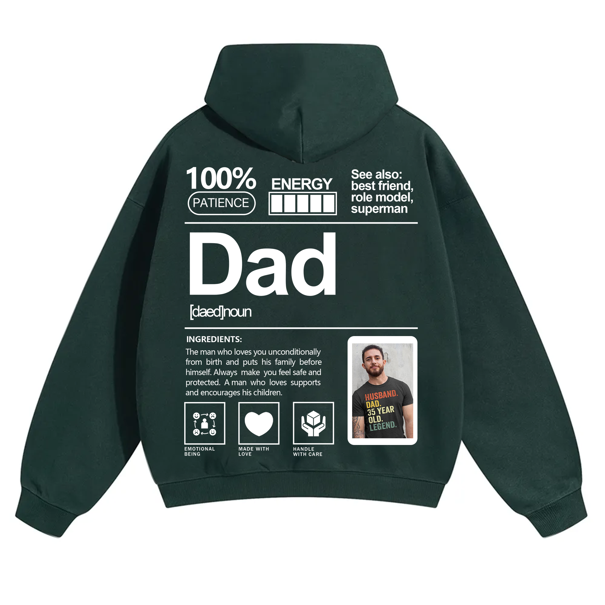 Addcustom Photo Dad Solid Color Hoodie