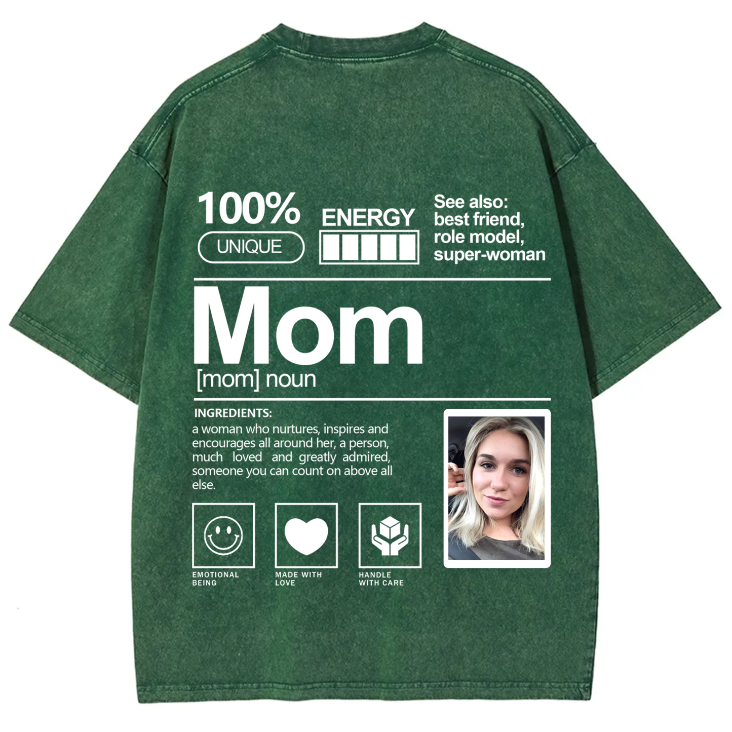 Addcustom Photo Mom Washed T-Shirt