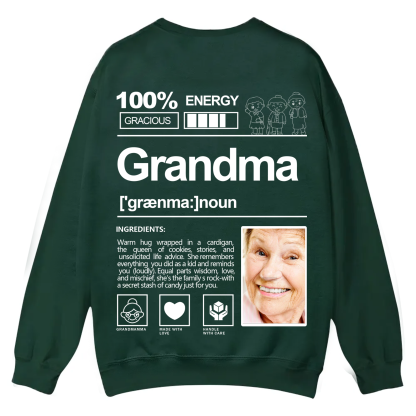 Addcustom  Photo Grandma Casual Crewneck Sweatshirt