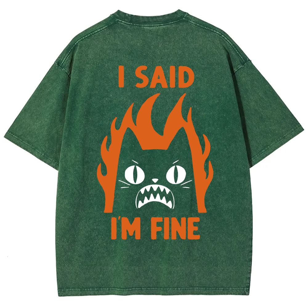 Unisex Vintage I am Fine Cat t-Shirt