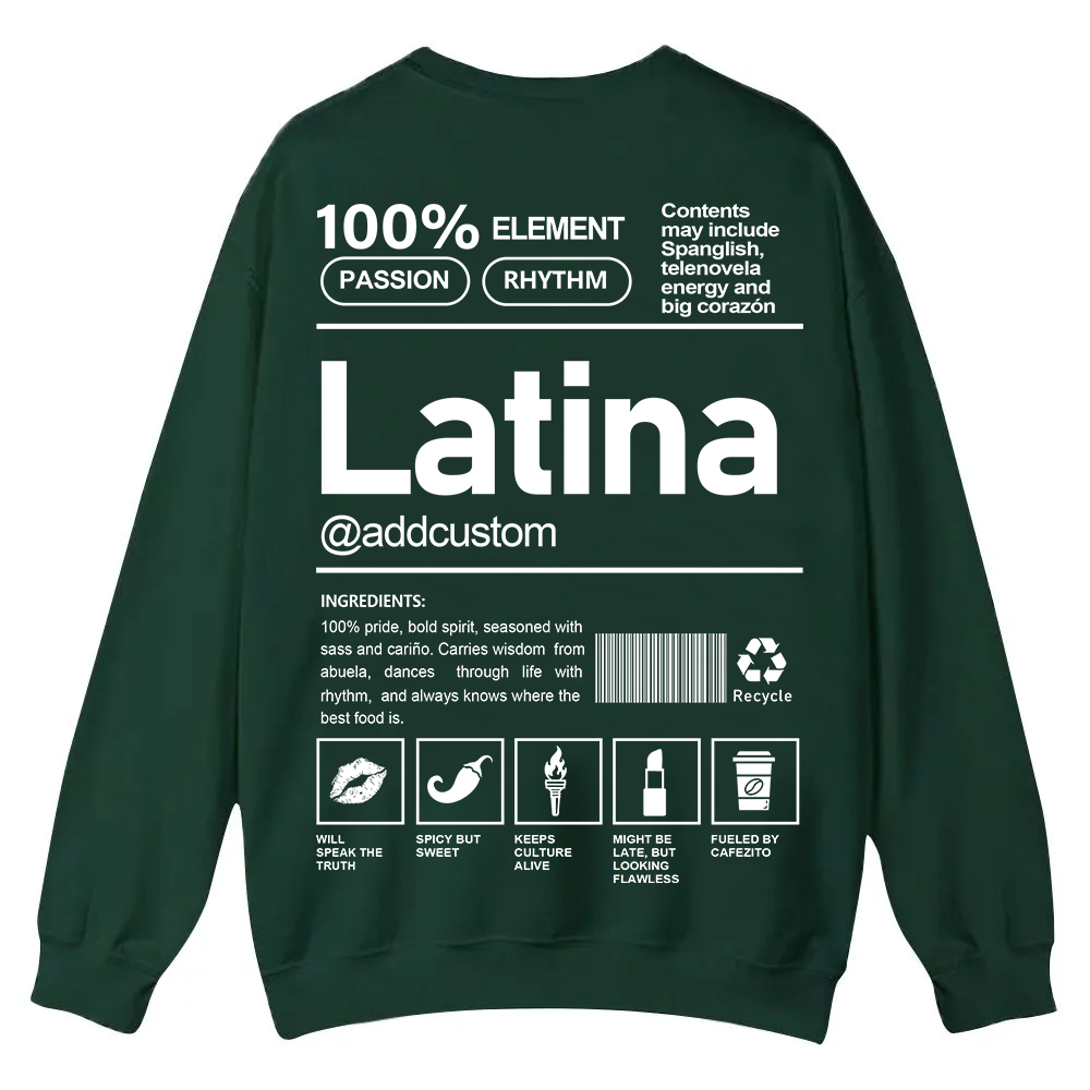 Latina Addcustom Unisex Fit  Casual Crewneck Sweatshirt wearishow