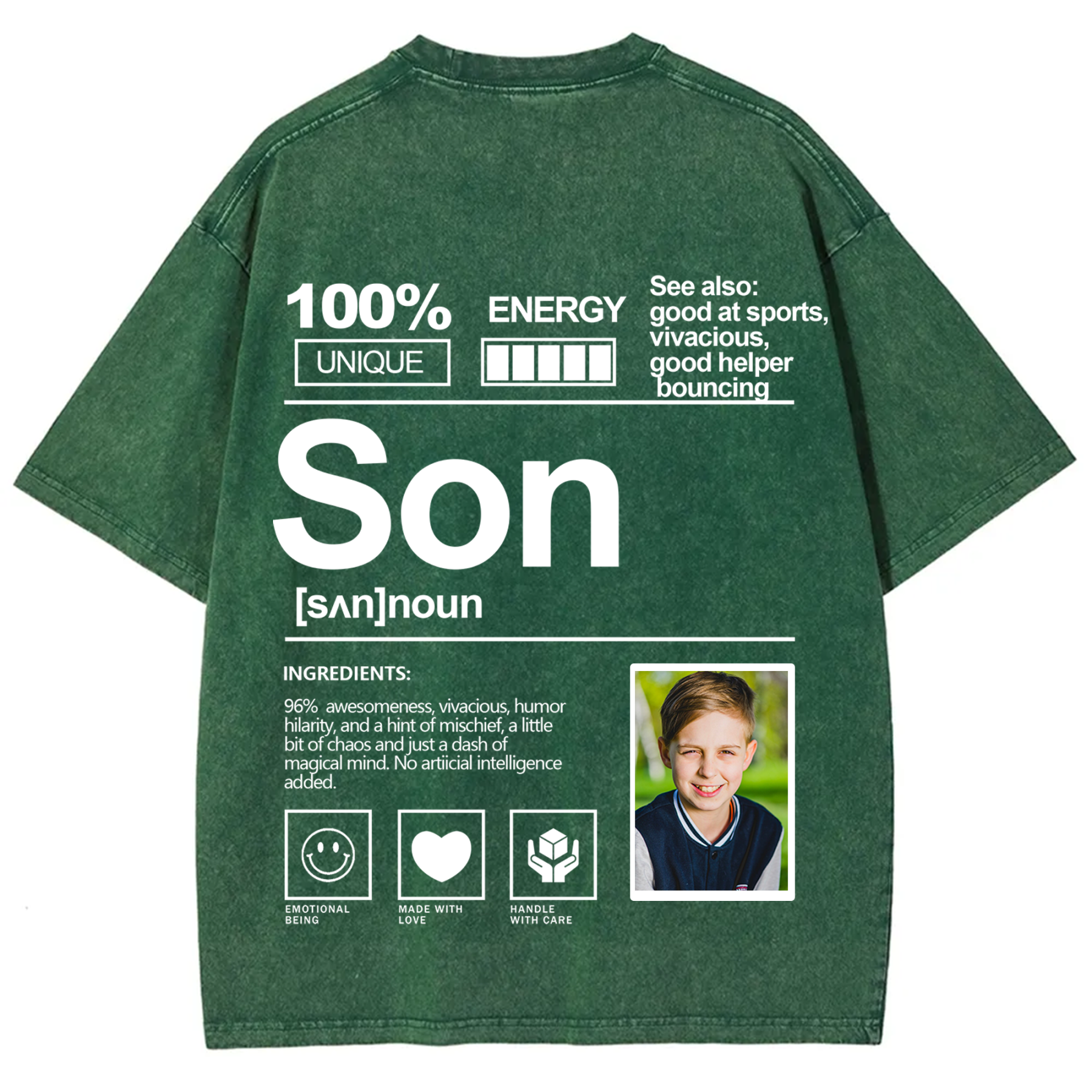 Addcustom Photo Son Washed T-Shirt