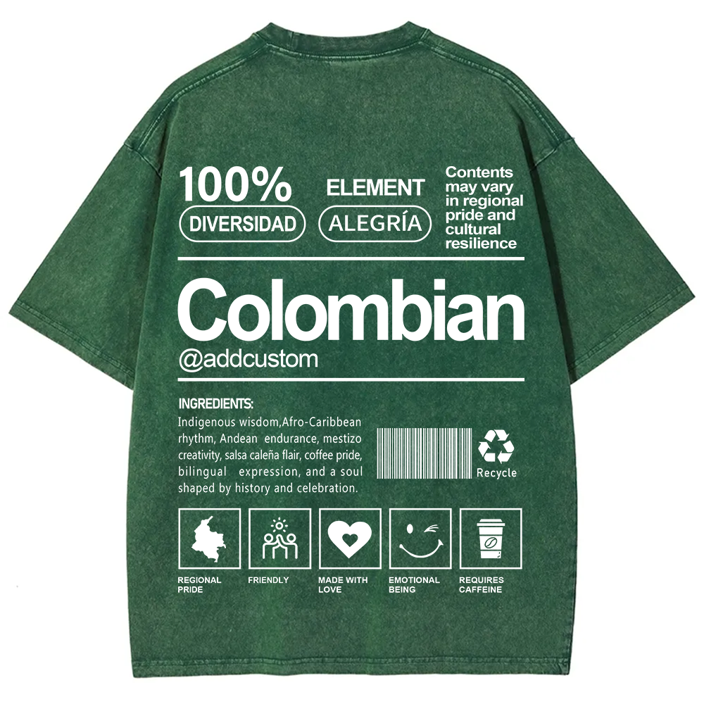 Colombian Addcustom Unisex Fit  Washed T-Shirt