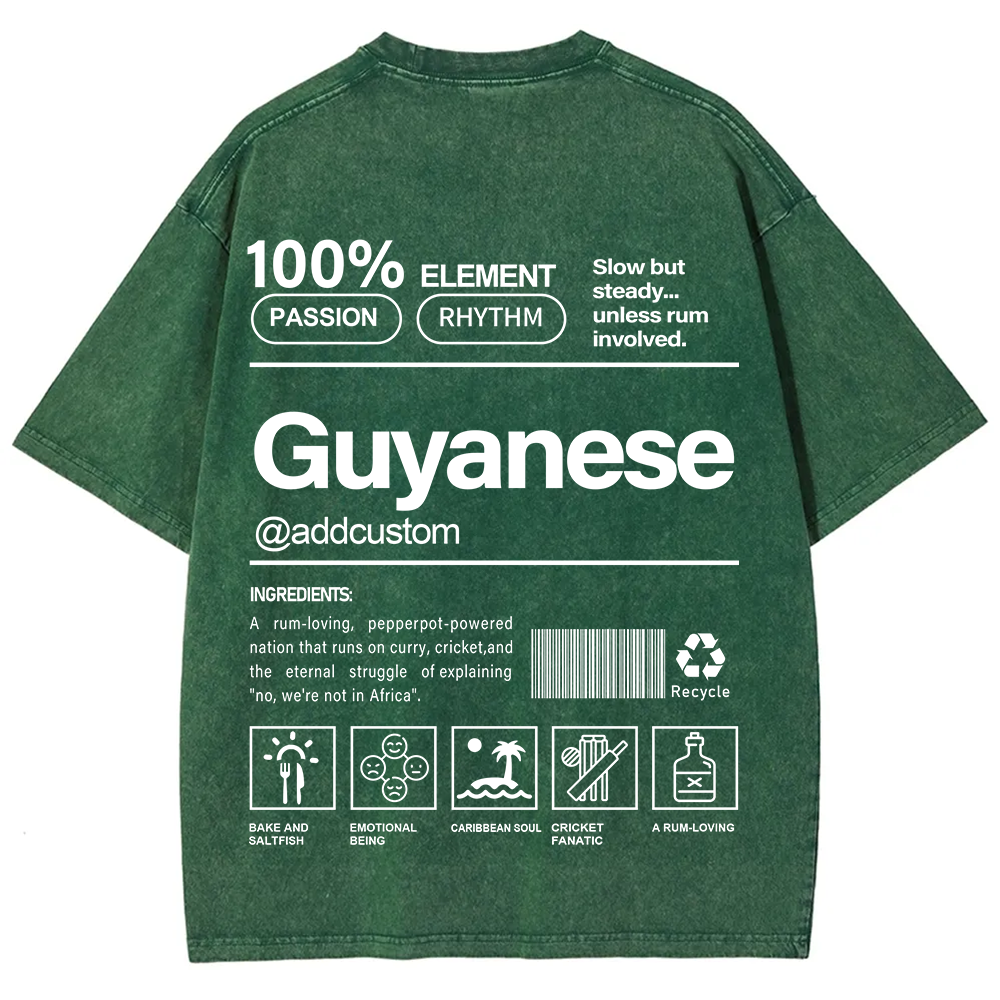 Guyanese Addcustom Unisex Fit  Washed T-Shirt
