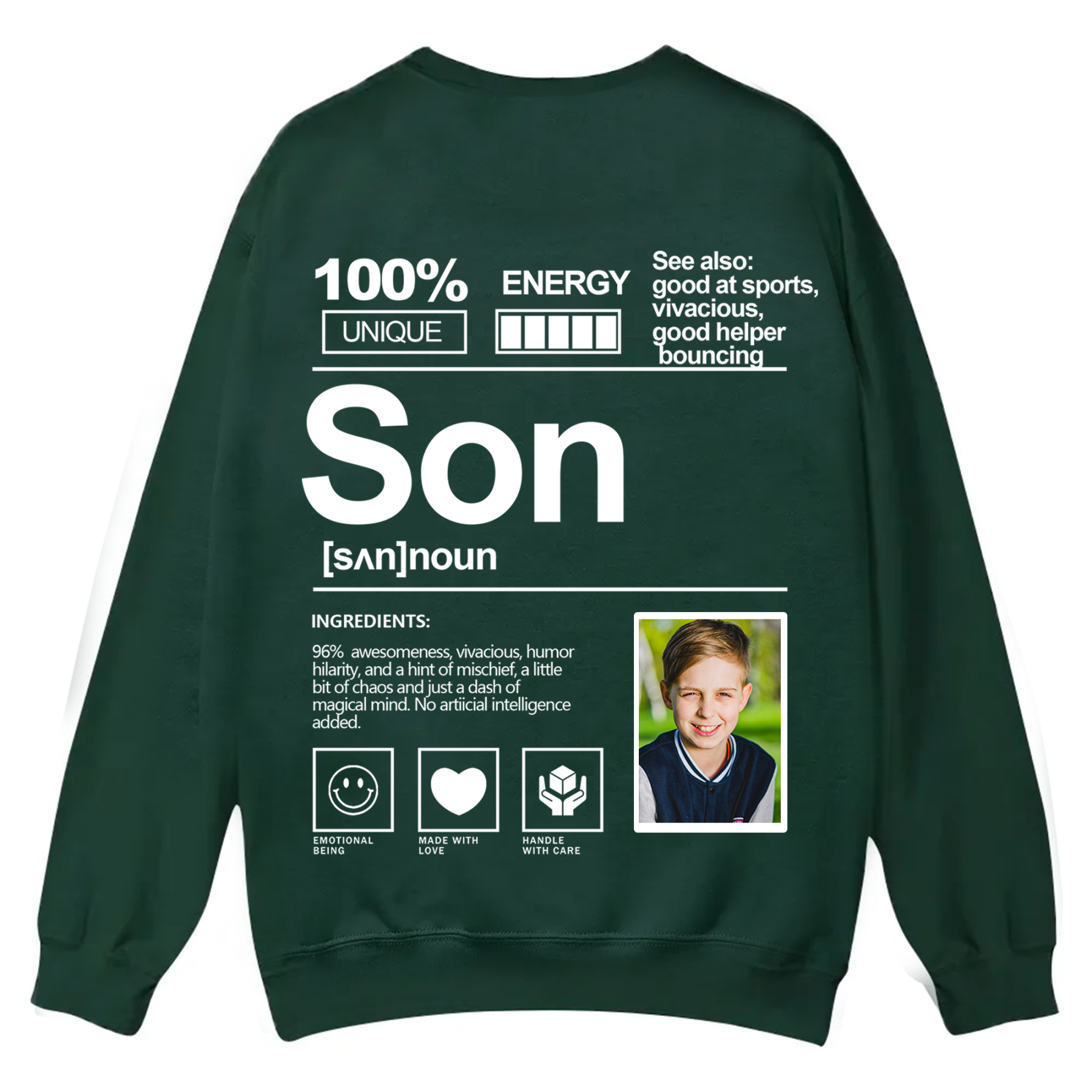 Addcustom  Photo Son Casual Crewneck Sweatshirt