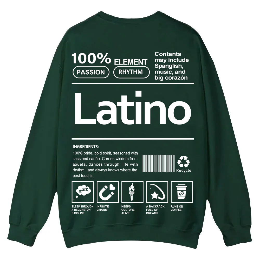 Latino Unisex Fit  Casual Crewneck Sweatshirt wearishow