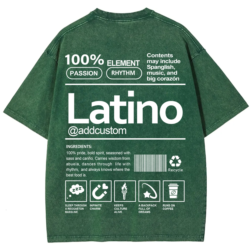 Latino Addcustom Unisex Fit  Washed T-Shirt