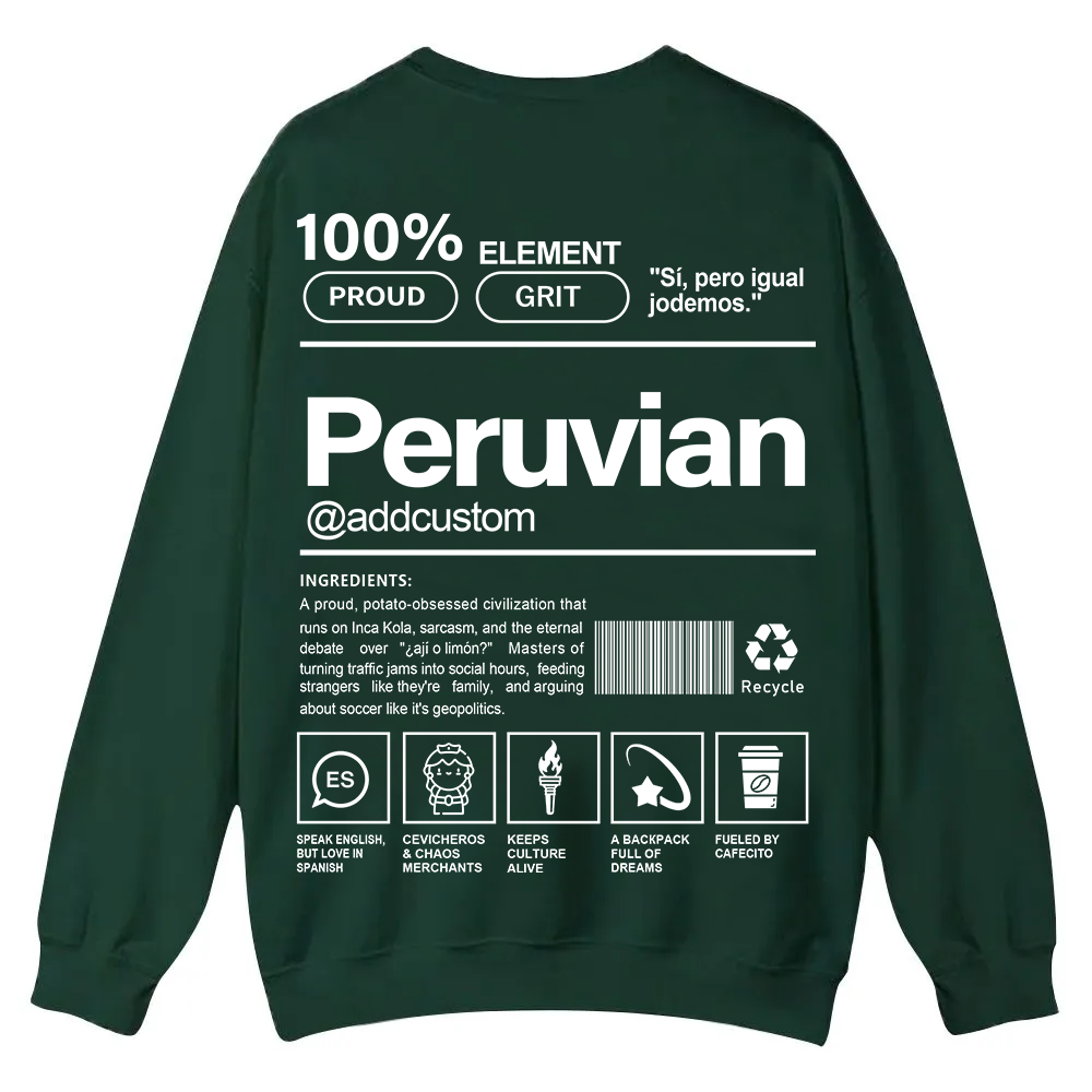Peruvian Addcustom Unisex Fit  Casual Crewneck Sweatshirt wearishow