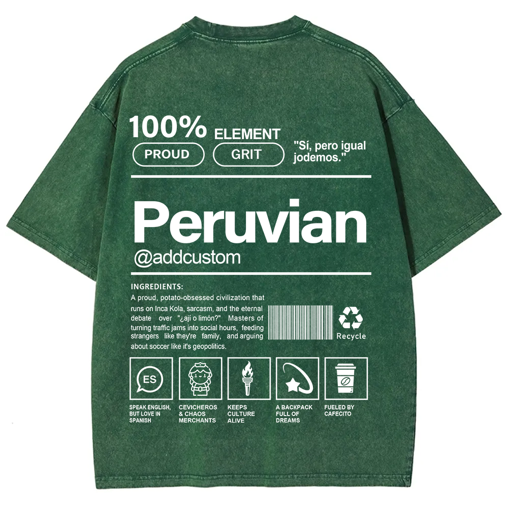Peruvian Addcustom Unisex Fit  Washed T-Shirt