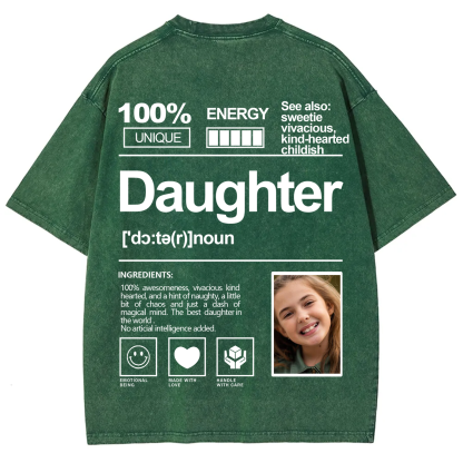 Addcustom Photo Daughter Washed T-Shirt