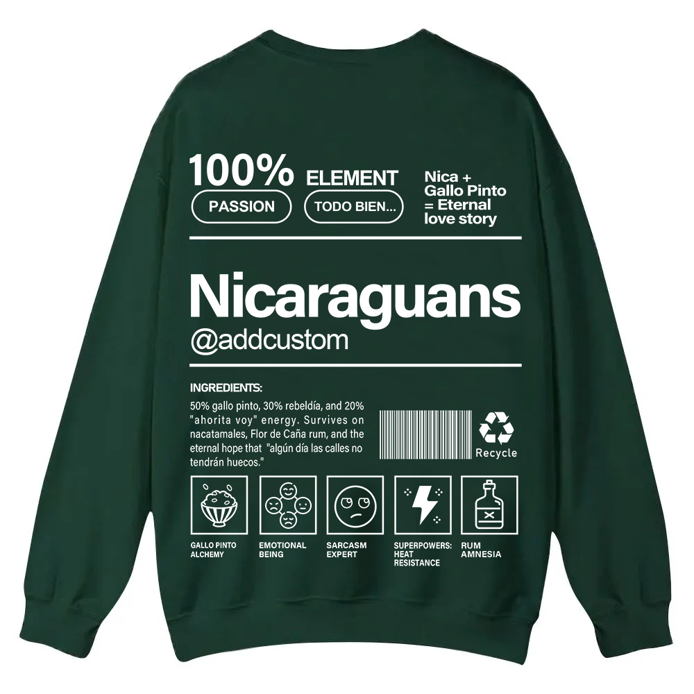Nicaraguans Addcustom Unisex Fit  Casual Crewneck Sweatshirt wearishow