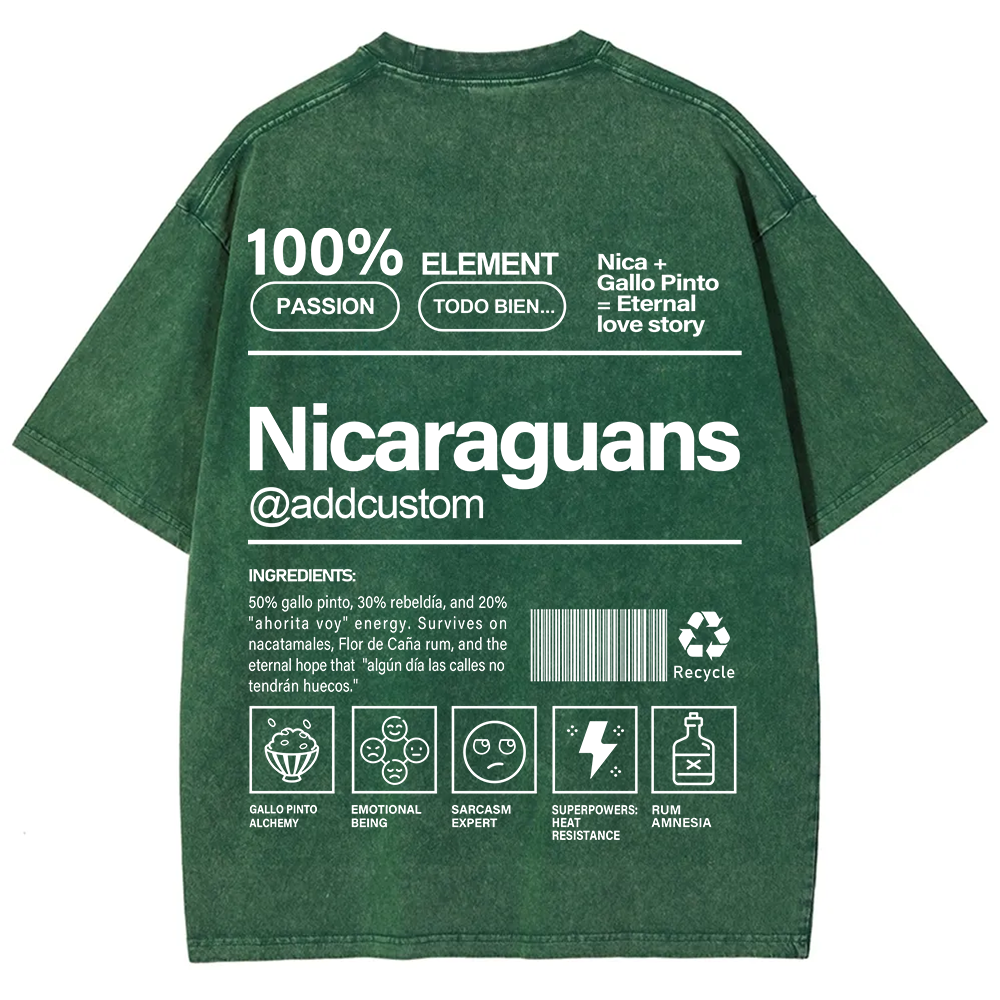 Nicaraguans Addcustom Unisex Fit  Washed T-Shirt