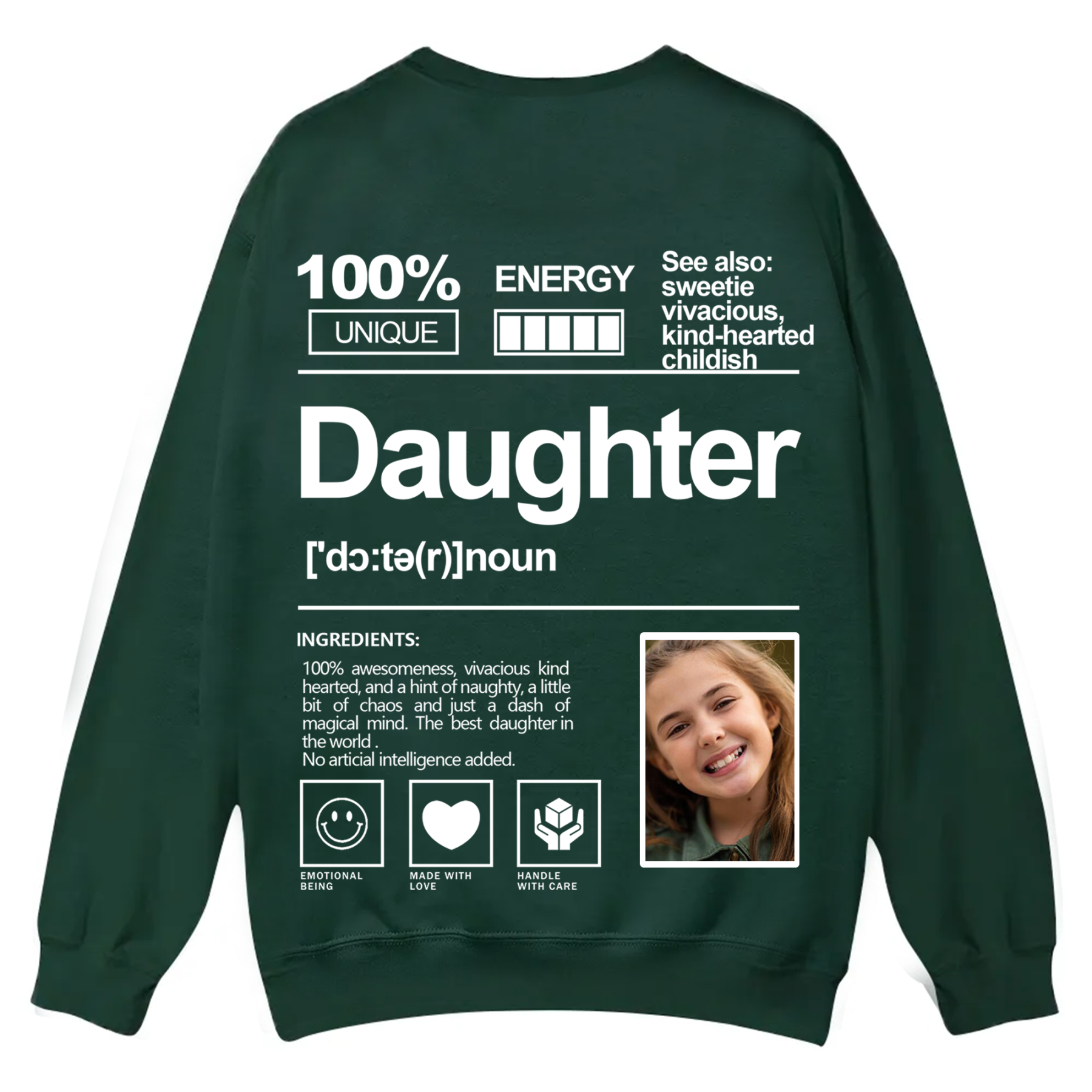 Addcustom  Photo family Casual Crewneck Sweatshirt