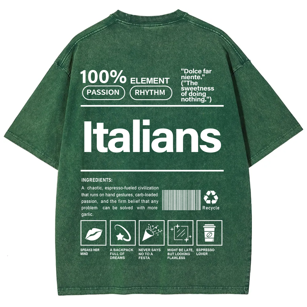 Italians Unisex Fit  Washed T-Shirt