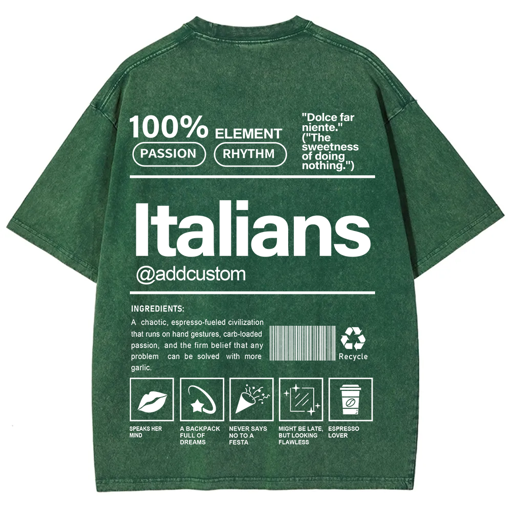 Italians Addcustom Unisex Fit  Washed T-Shirt