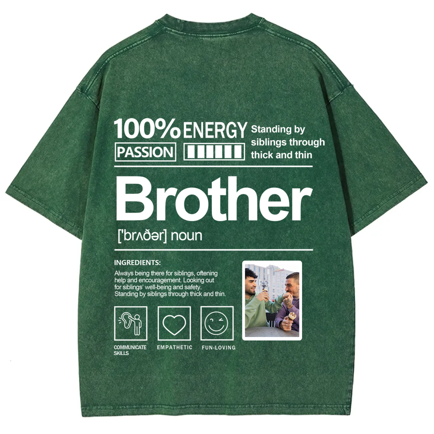 Addcustom Photo Brother Washed T-Shirt