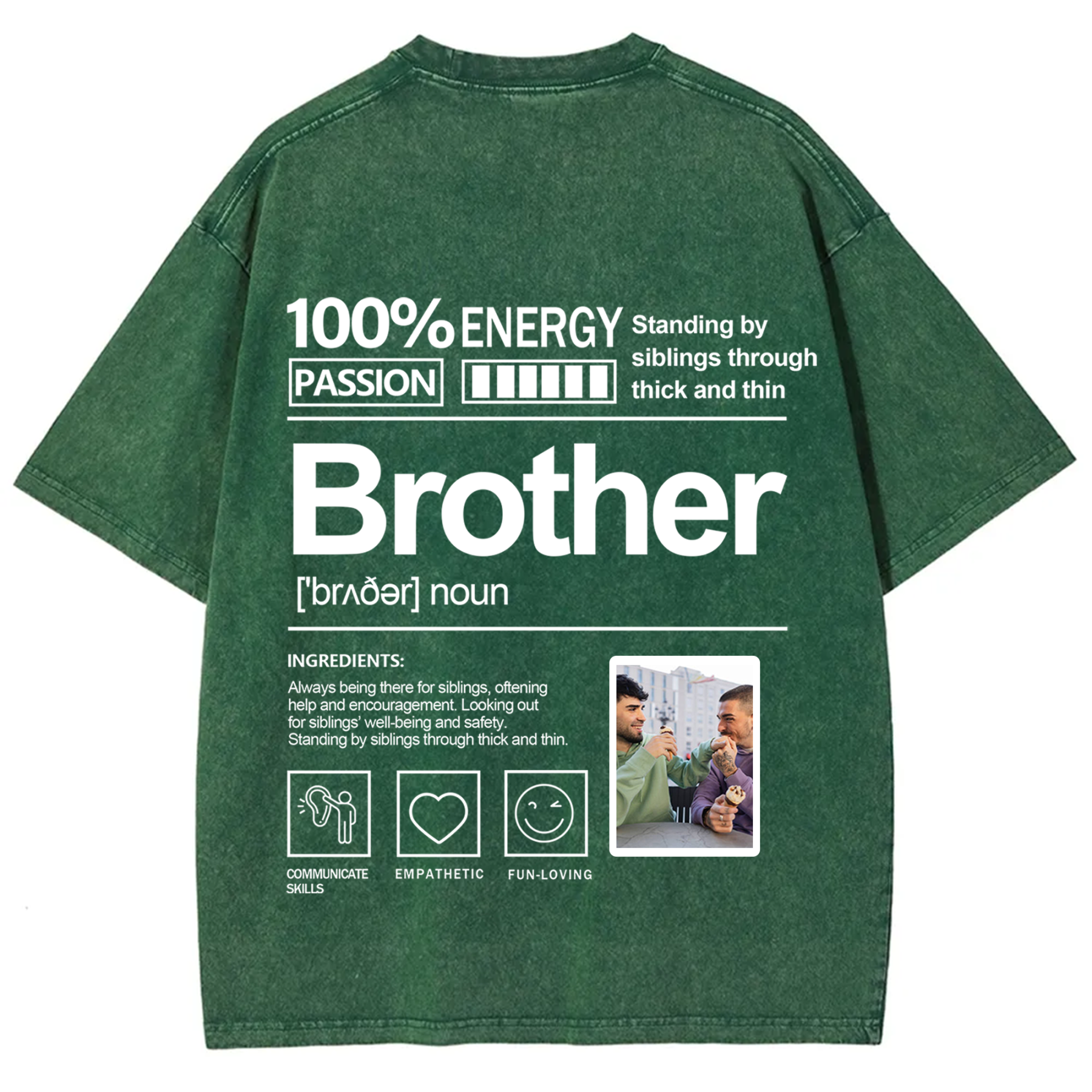 Addcustom Photo Brother Washed T-Shirt