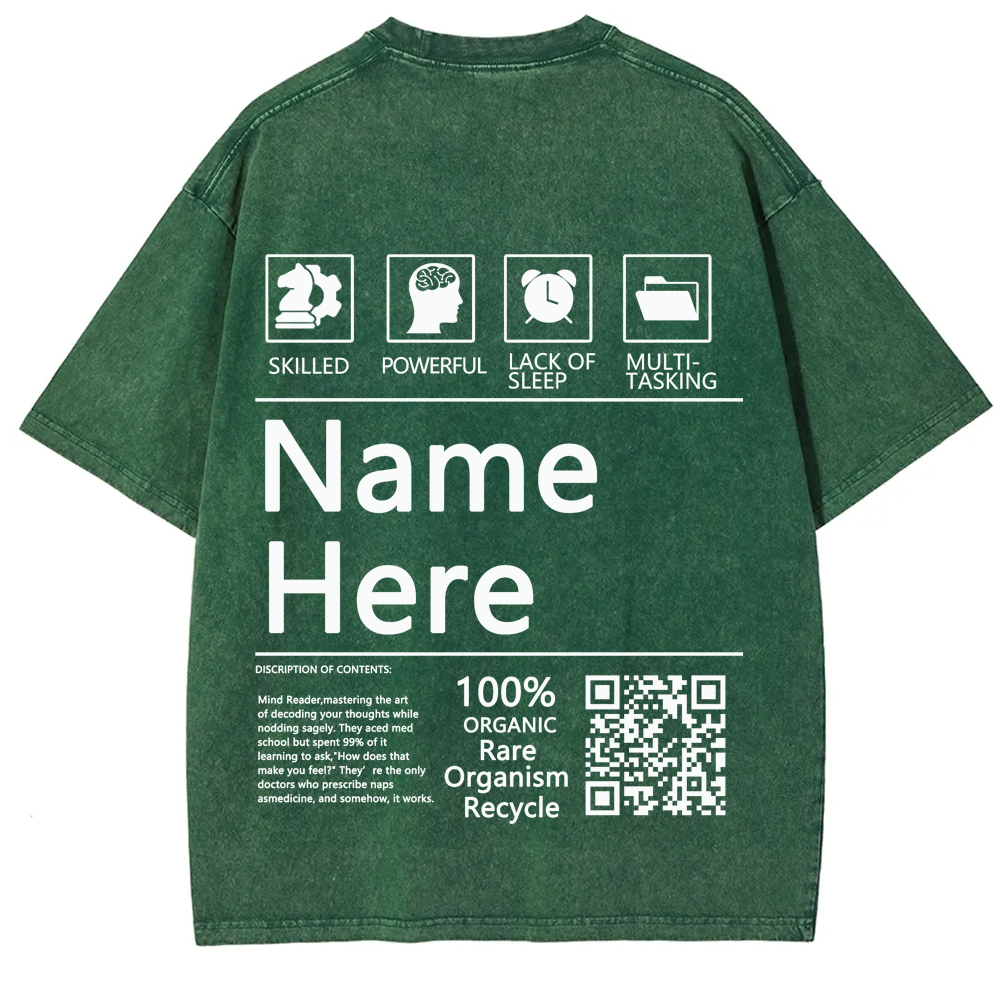 QR Code Customized Unisex Fit Washed T-Shirt