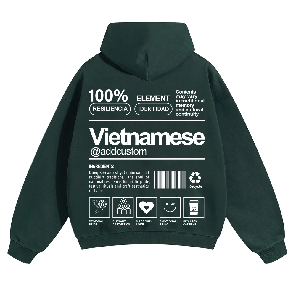 Vietnamese Addcustom Unisex Fit Color Hoodie wearishow