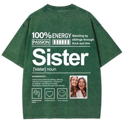 Addcustom Photo Sister Washed T-Shirt