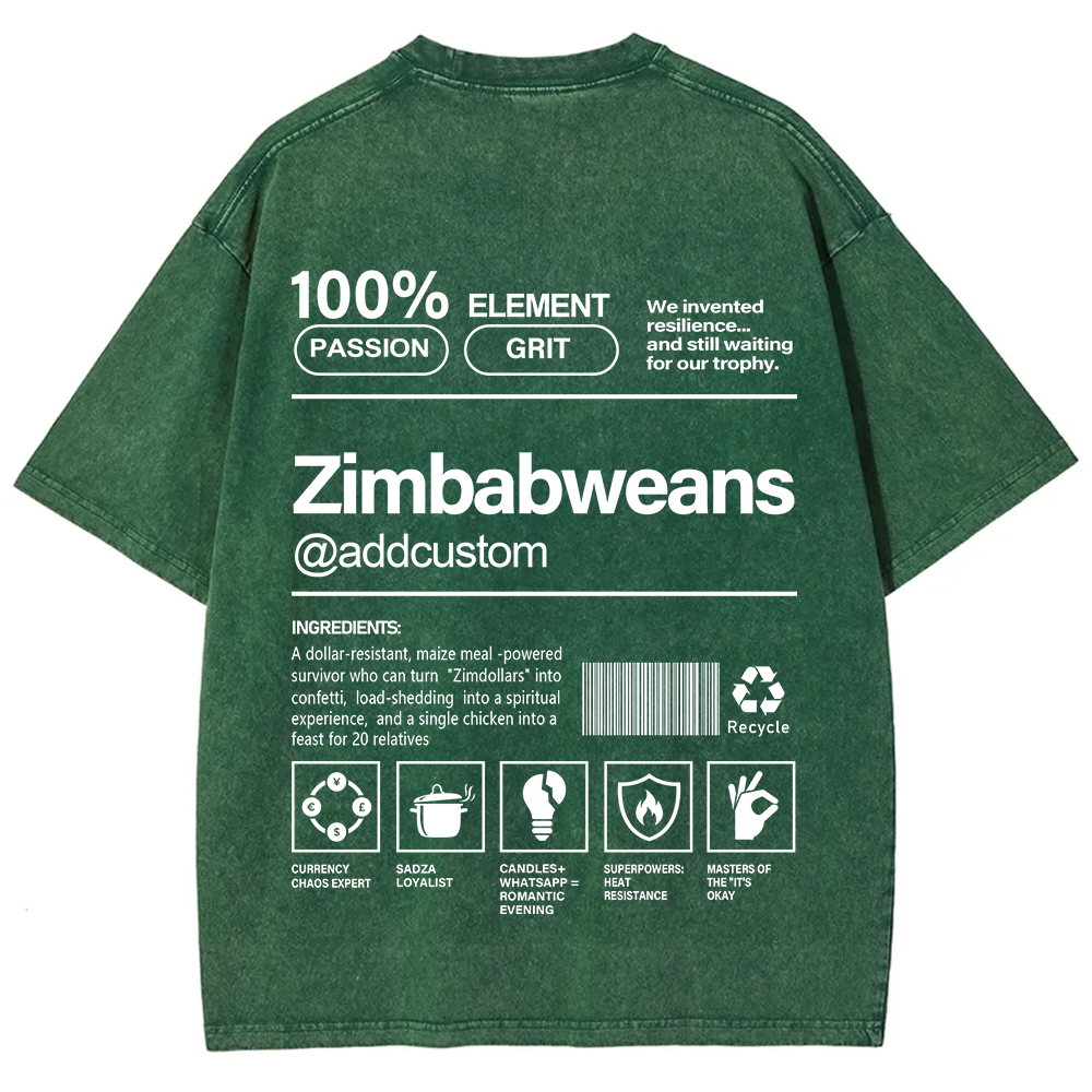 Zimbabweans Addcustom Unisex Fit  Washed T-Shirt