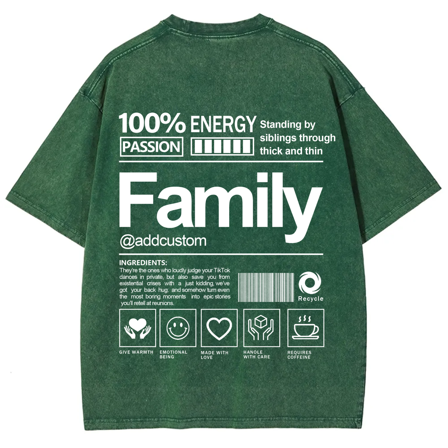 Family Addcustom Washed T-Shirt