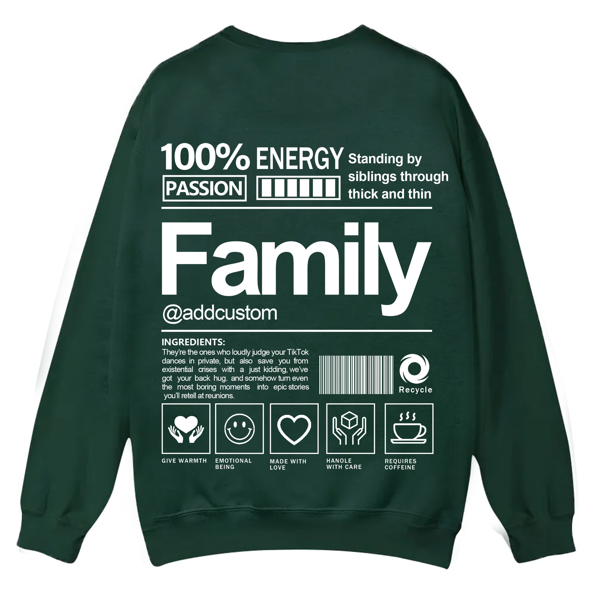 Family Addcustom Casual Crewneck Sweatshirt