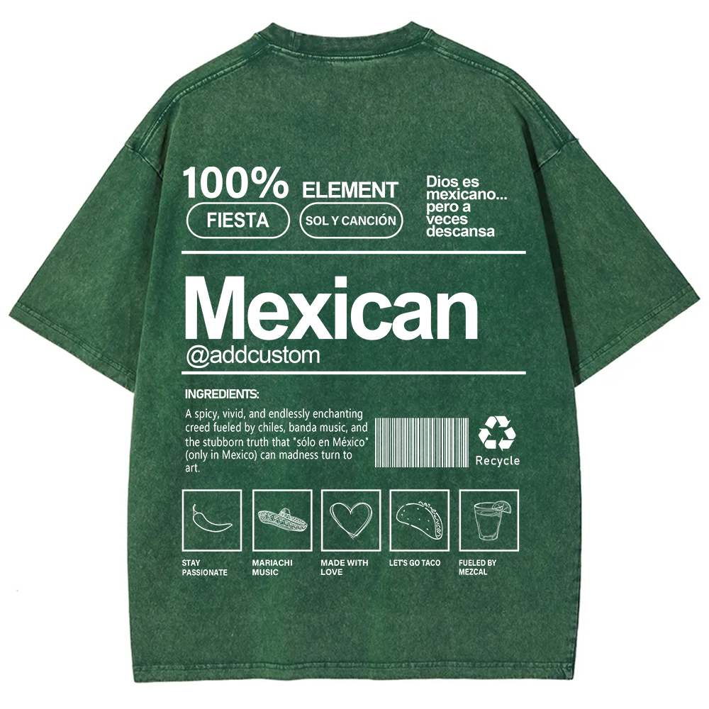 Mexican Addcustom Unisex Fit  Washed T-Shirt