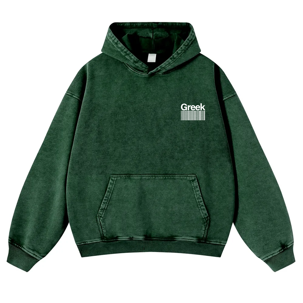 Greek Unisex Fit  Washed Hoodie wearishow