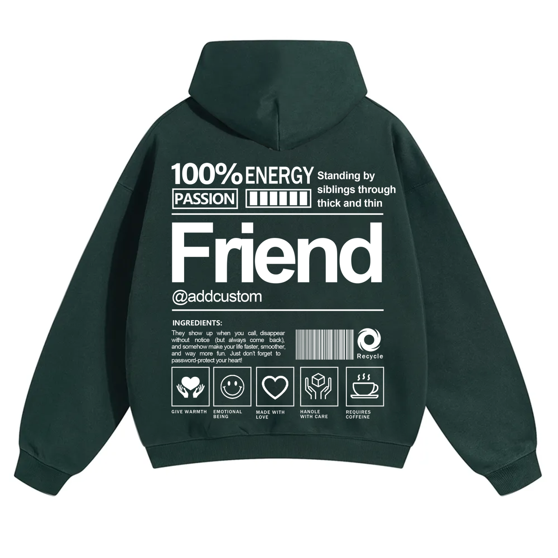 Friend Addcustom Solid Color Hoodie