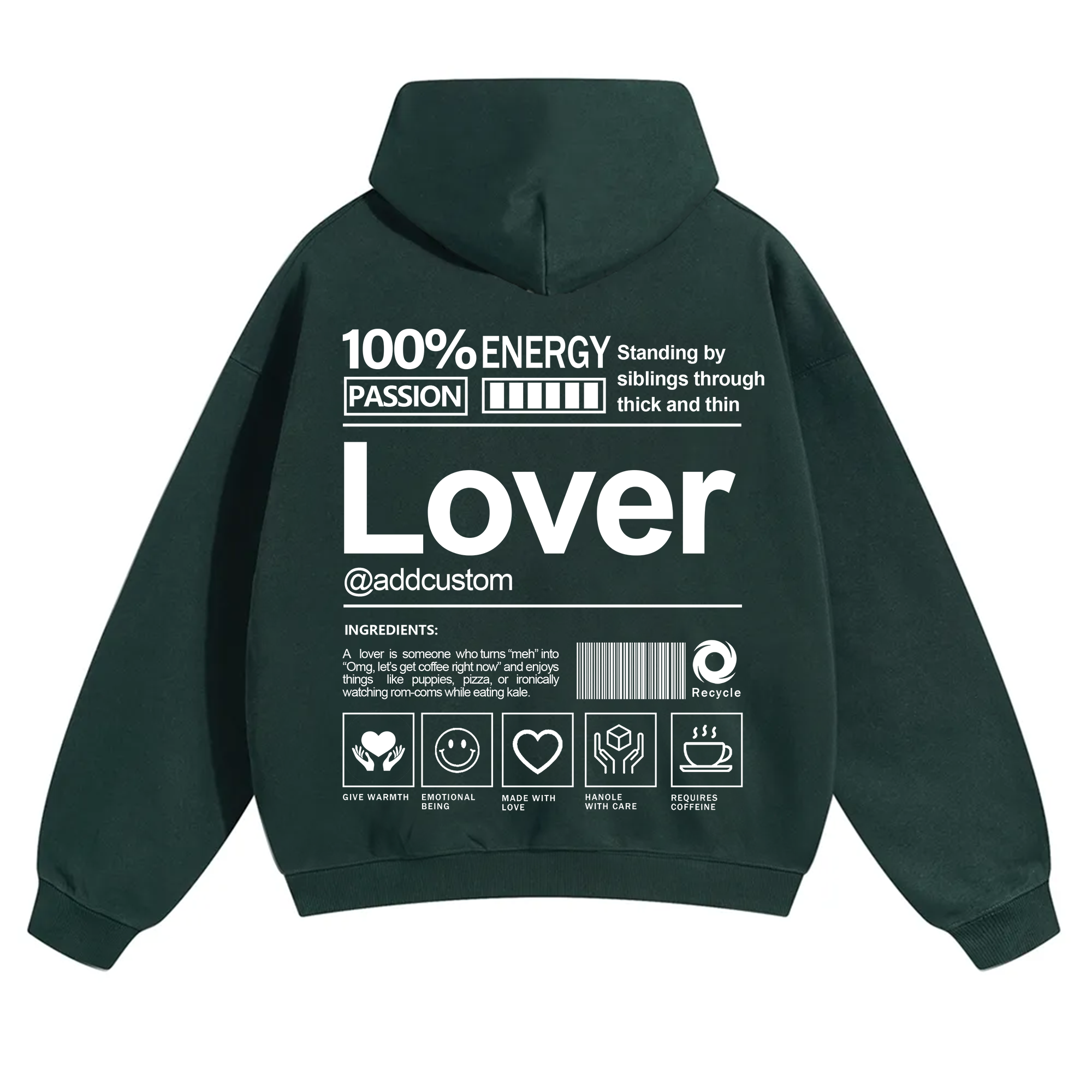 Lover Addcustom Solid Color Hoodie