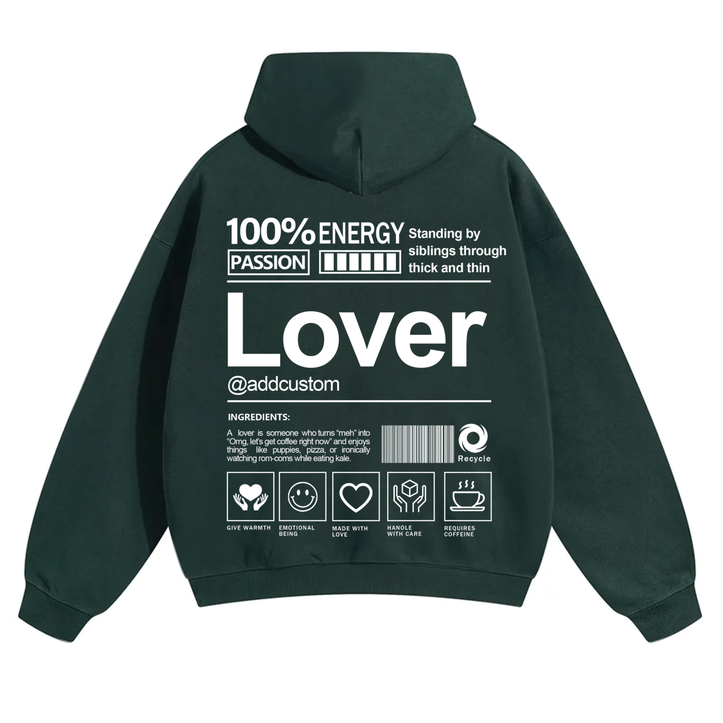 Lover Addcustom Solid Color Hoodie