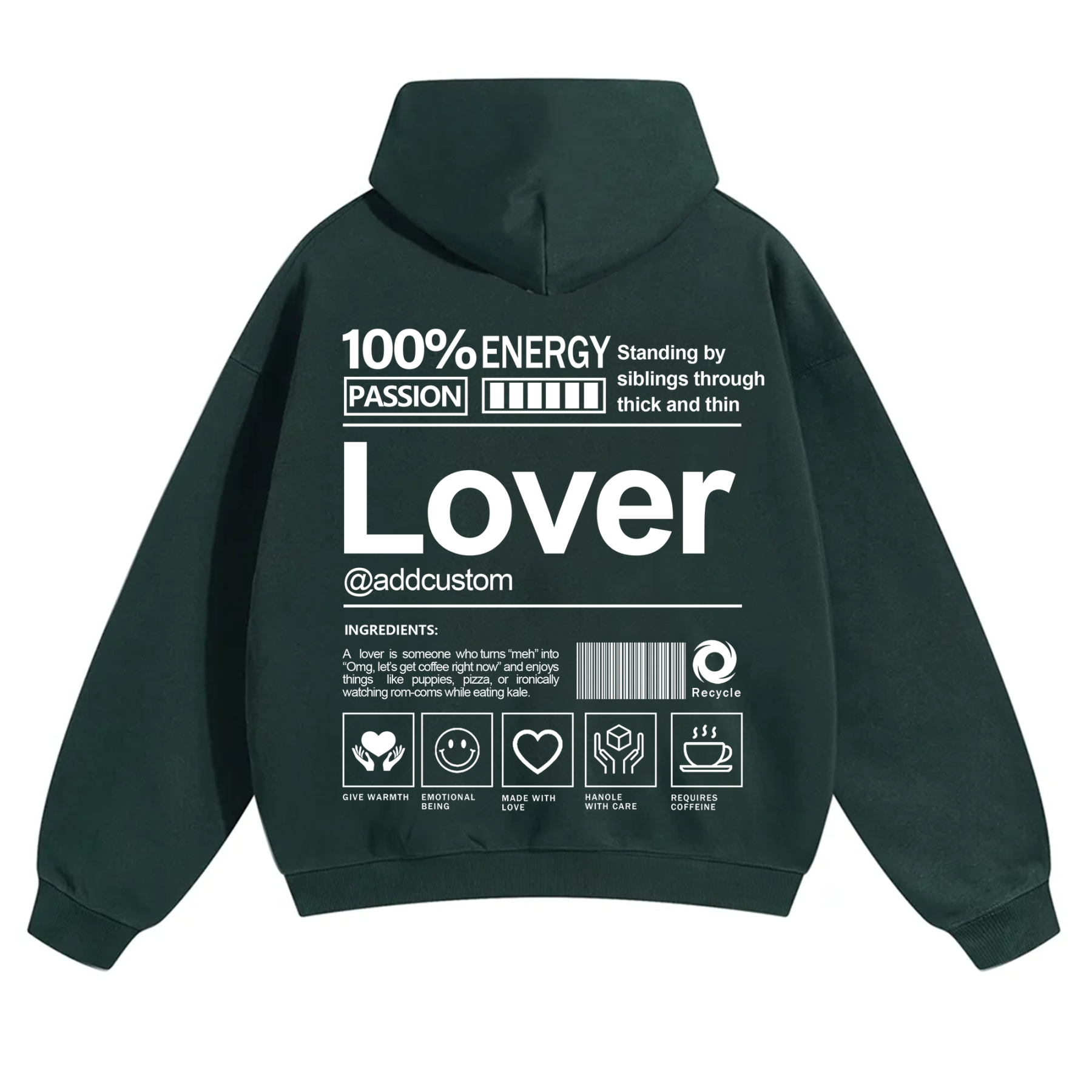 Lover Addcustom Solid Color Hoodie