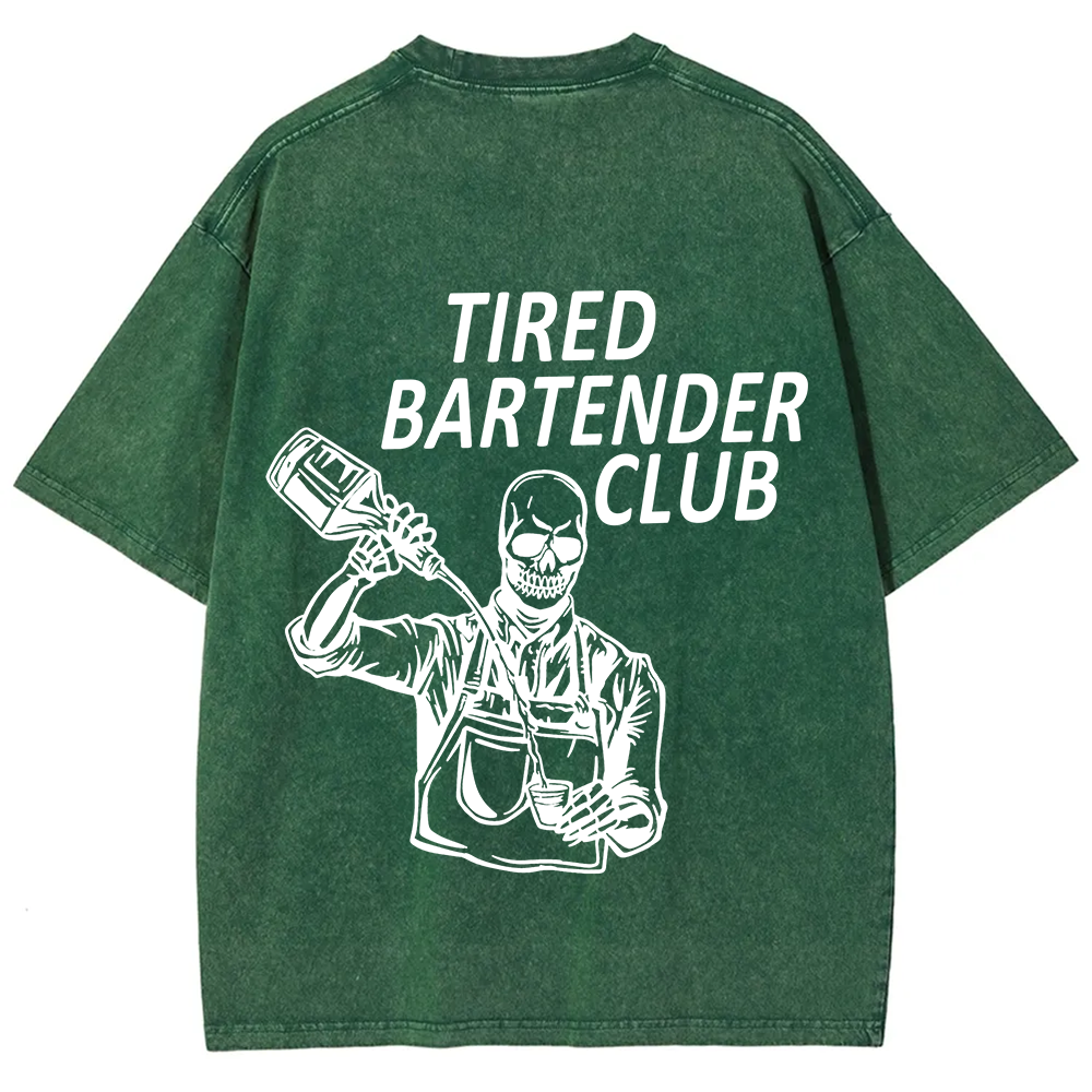 Tired Bartender Club Unisex Fit  Washed T-Shirt