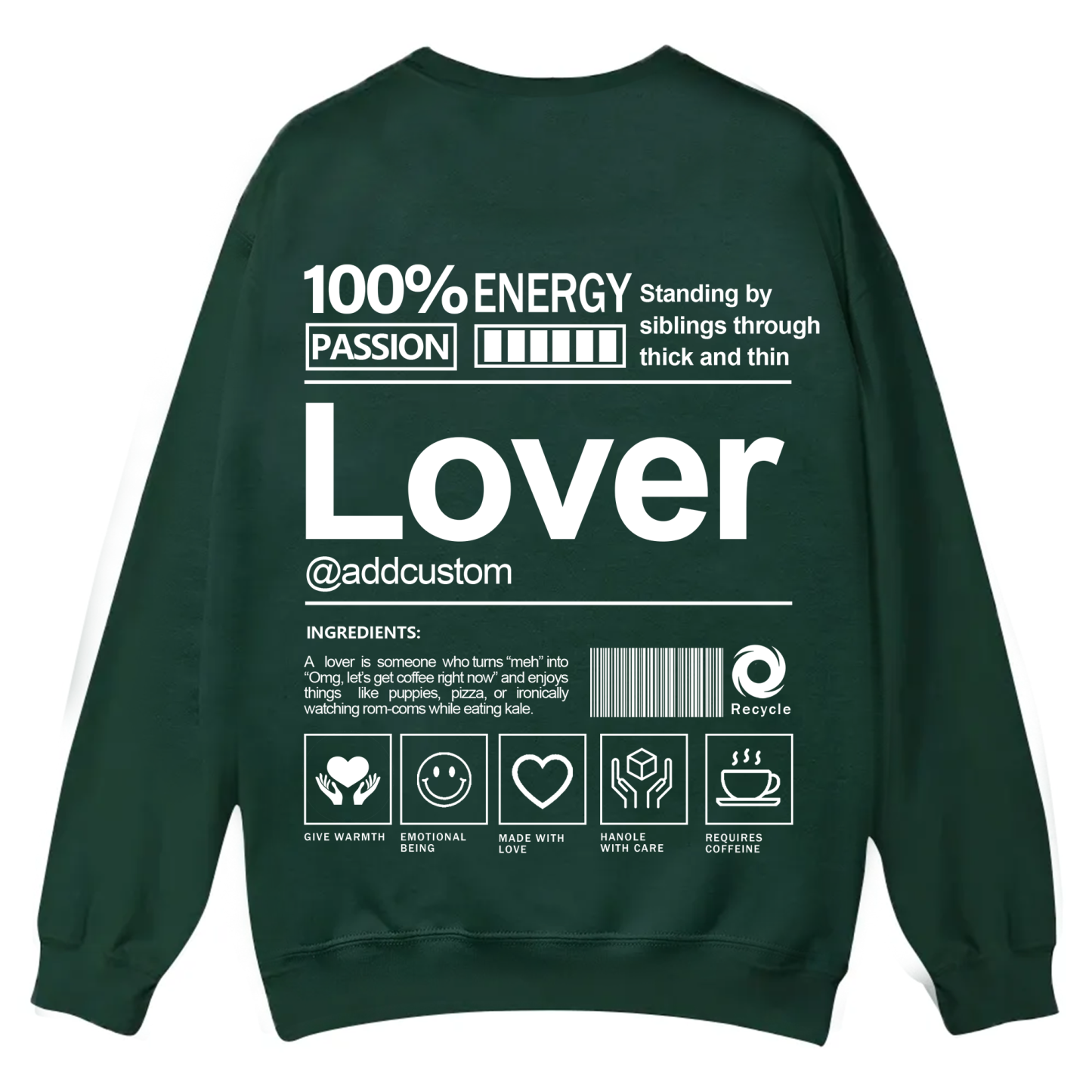 Lover Addcustom Casual Crewneck Sweatshirt