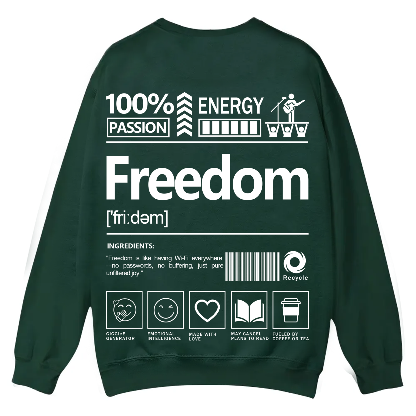 Freedom Unisex Fit Casual Crewneck Sweatshirt
