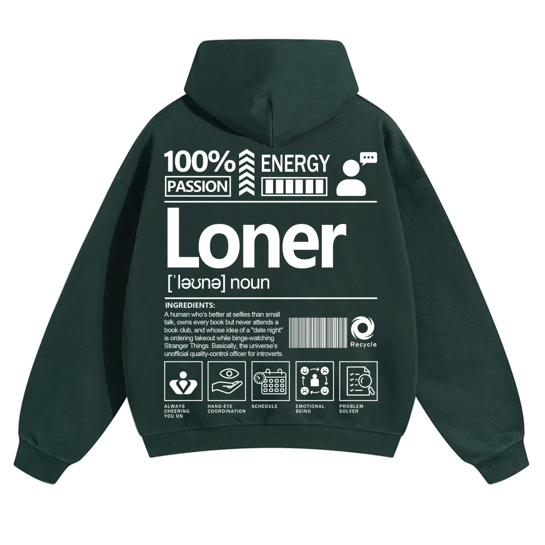 Loner Unisex Fit Solid Color Hoodie