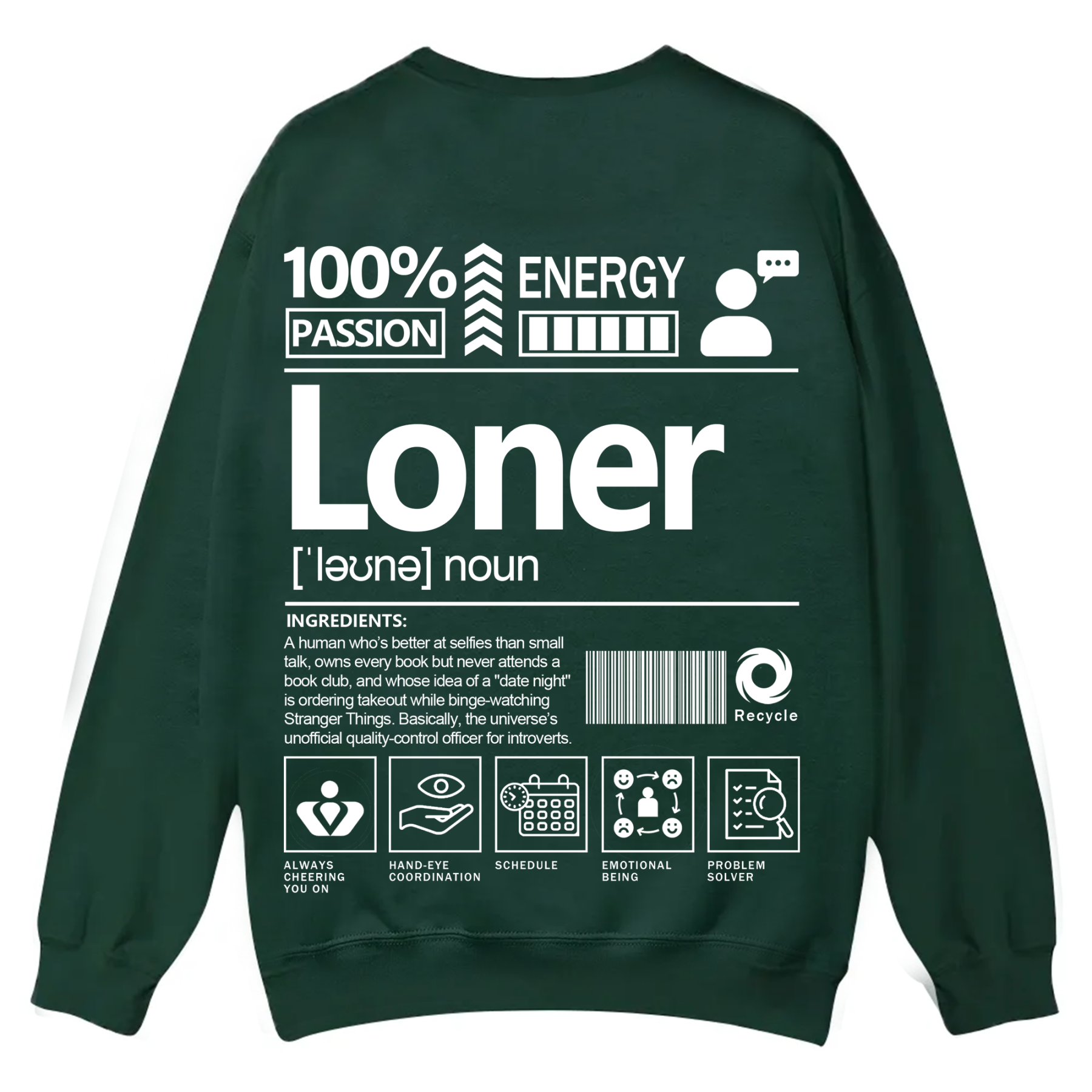 Loner Unisex Fit Casual Crewneck Sweatshirt