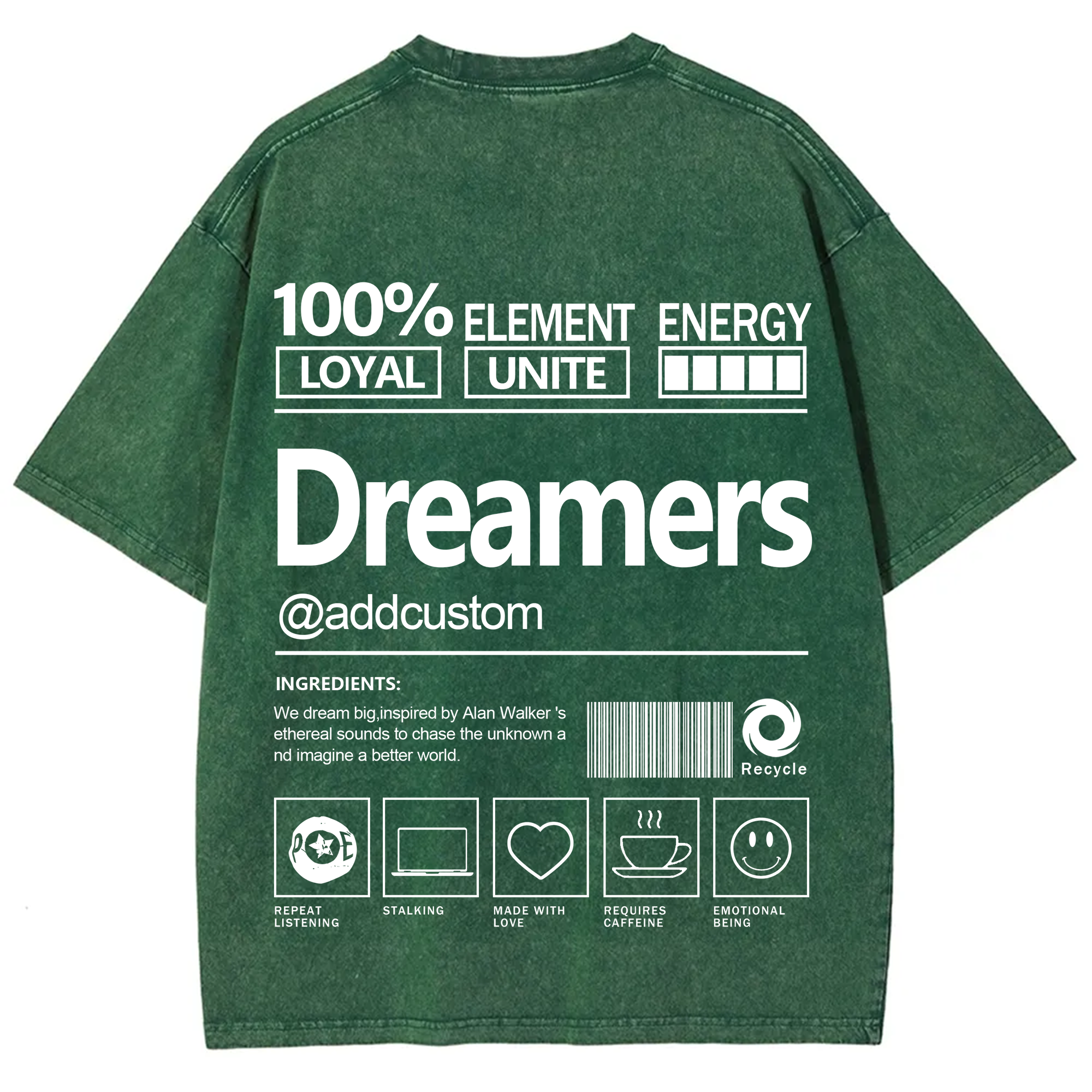 Dreamers Addcustom Unisex Fit Washed T-Shirt