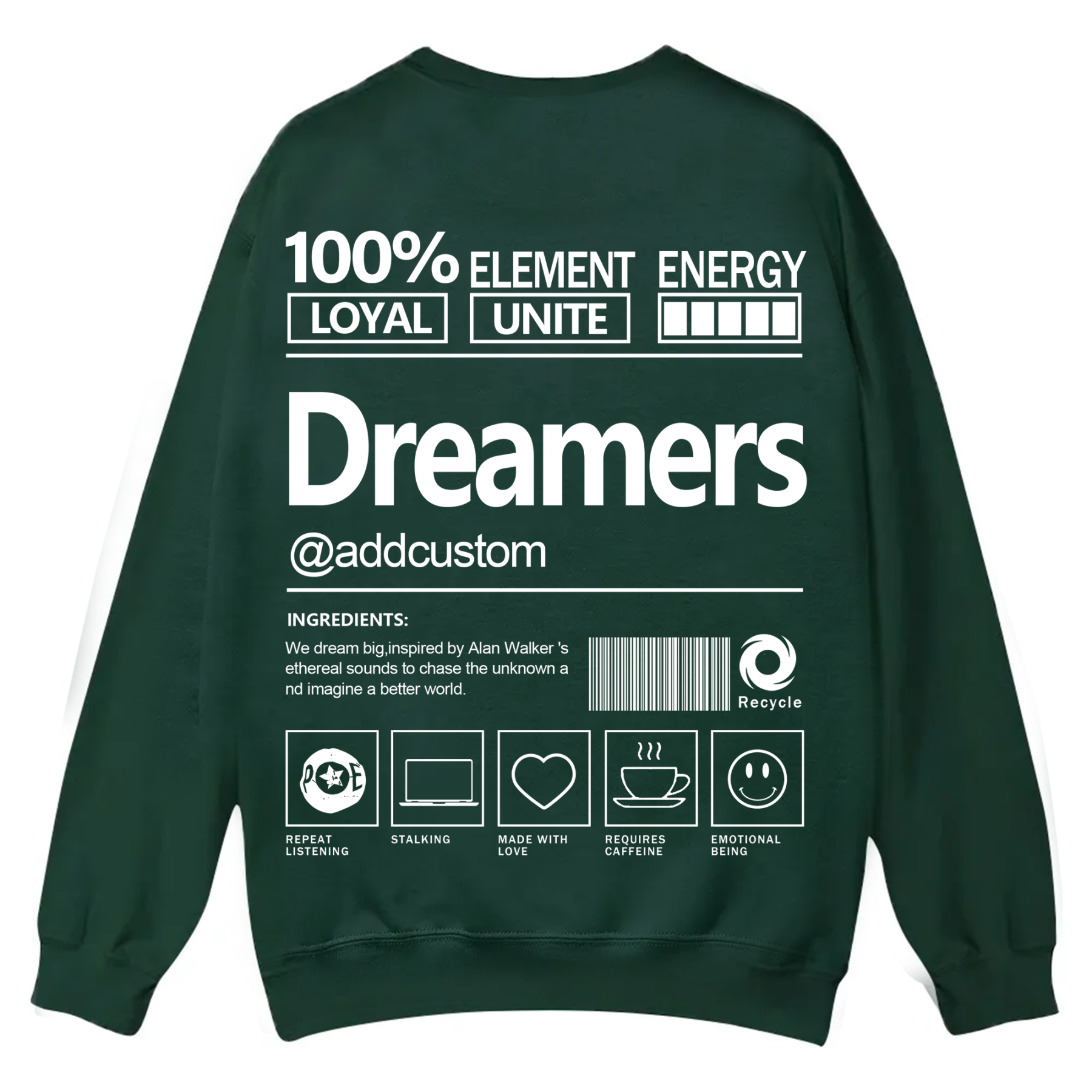 Dreamers Addcustom Unisex Fit Casual Crewneck Sweatshirt
