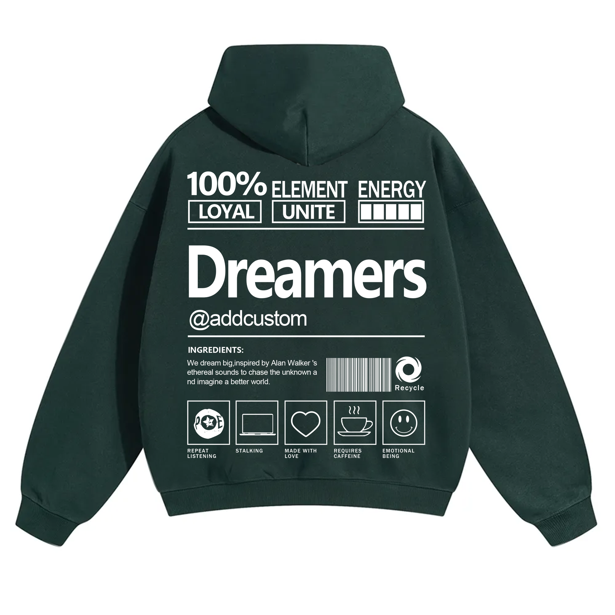 Dreamers Addcustom Unisex Fit Solid Color Hoodie