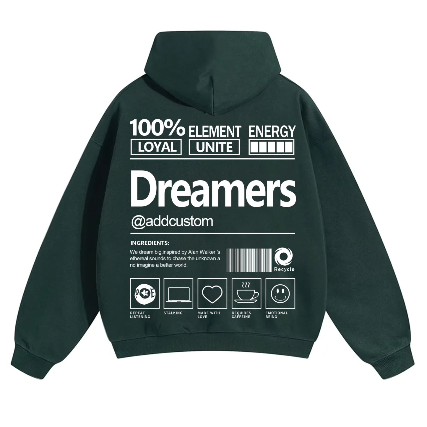 Dreamers Addcustom Unisex Fit Solid Color Hoodie