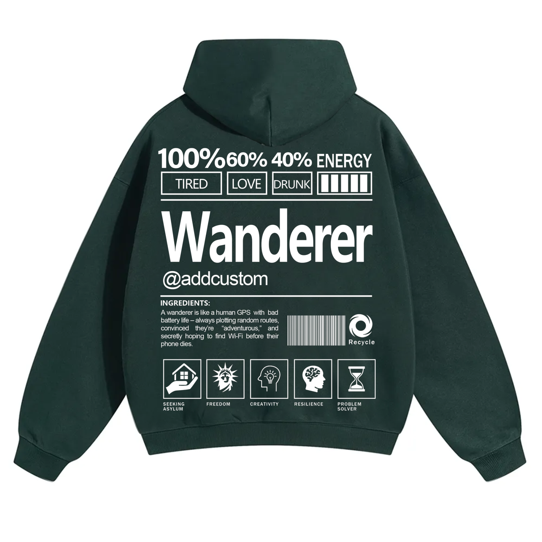 Wanderer Addcustom Unisex Fit Solid Color Hoodie