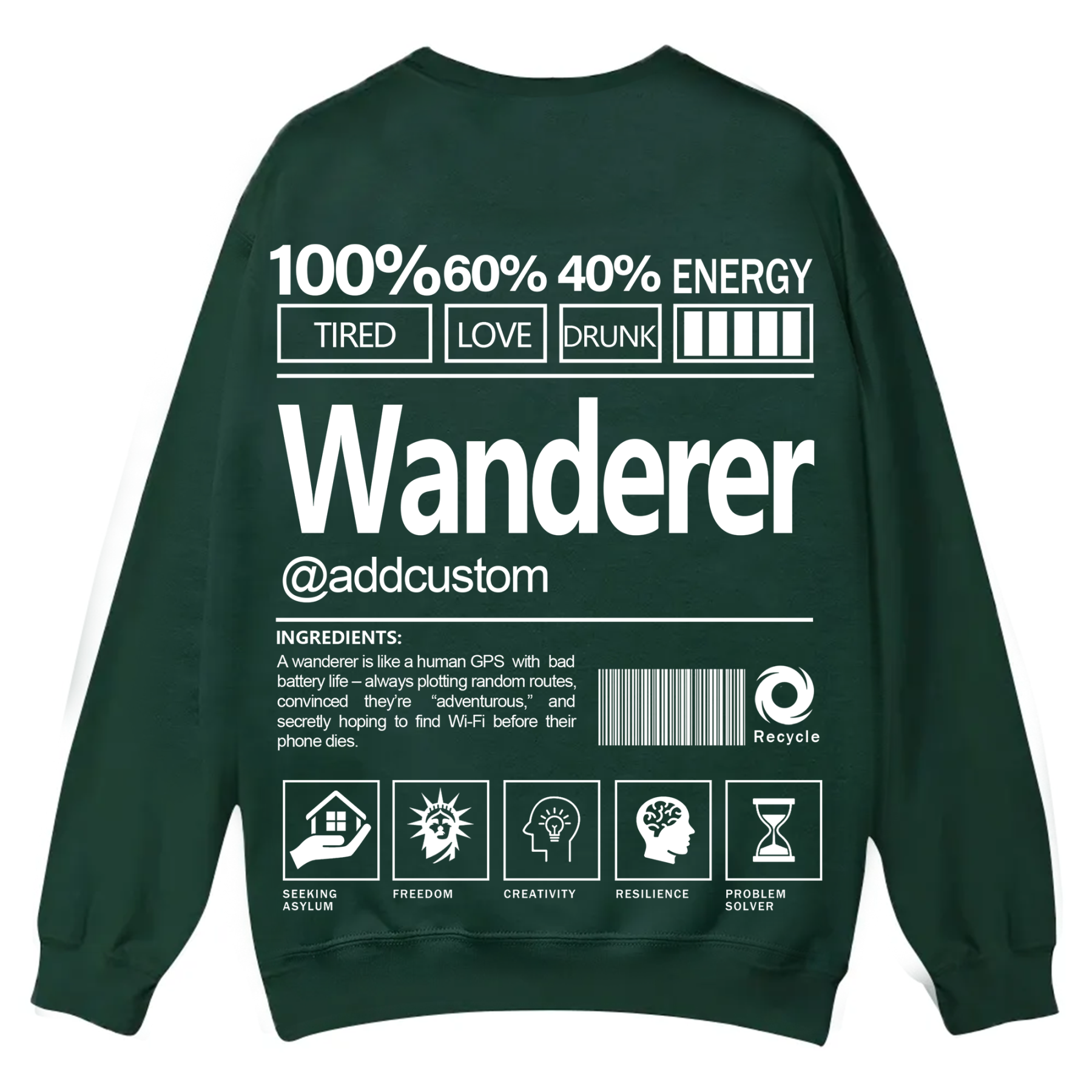 Wanderer Addcustom Unisex Fit Casual Crewneck Sweatshirt