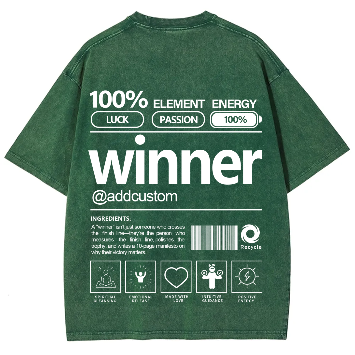 Winner Addcustom Unisex Fit Washed T-Shirt