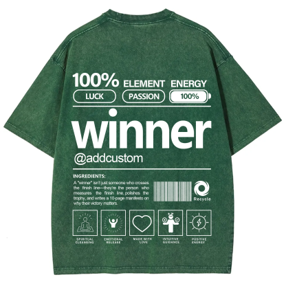 Winner Addcustom Unisex Fit Washed T-Shirt