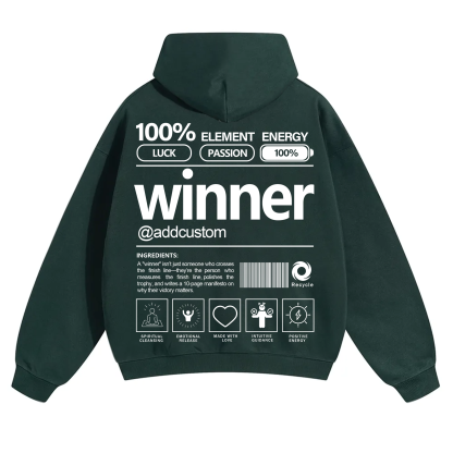 Winner Addcustom Unisex Fit Solid Color Hoodie